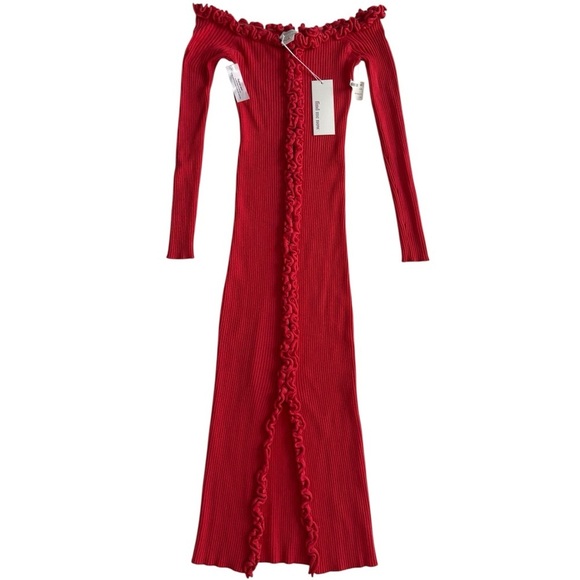 NWT Find Me Now Charlie Ruffle Knit Dress Small S Coral Transitional Fall - Picture 2 of 12